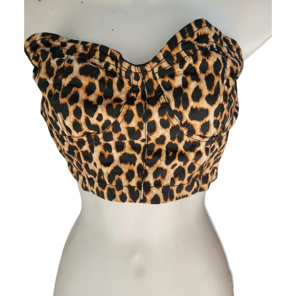 Leopard print Strapless Bralette/Crop top Size M - Picture 2 of 5